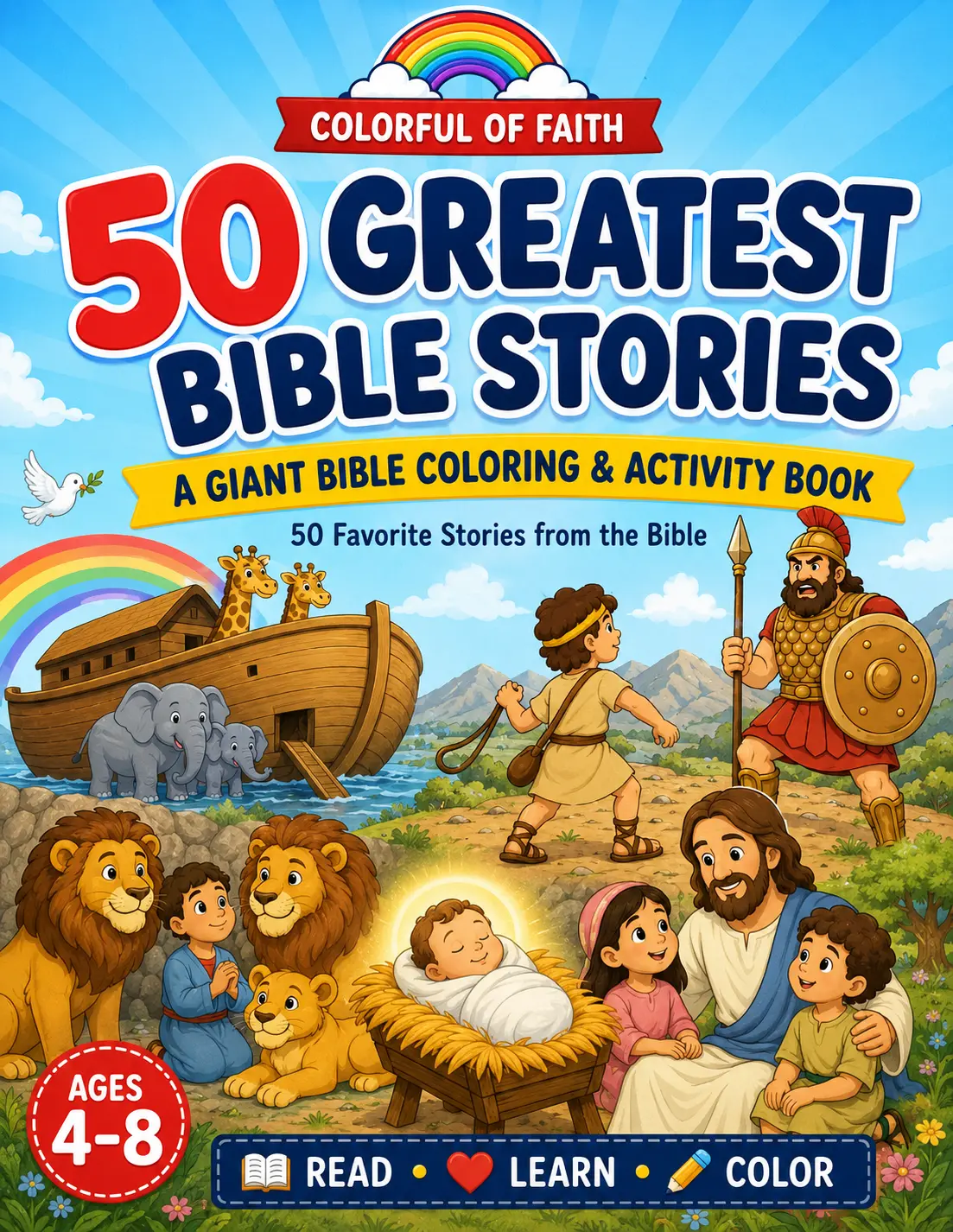 50 Greatest Bible Stories coloring book cover