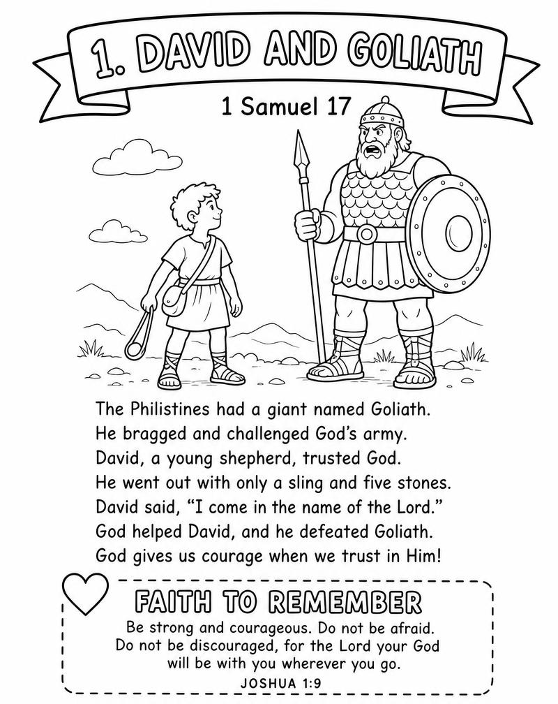 Sample story page for David and Goliath